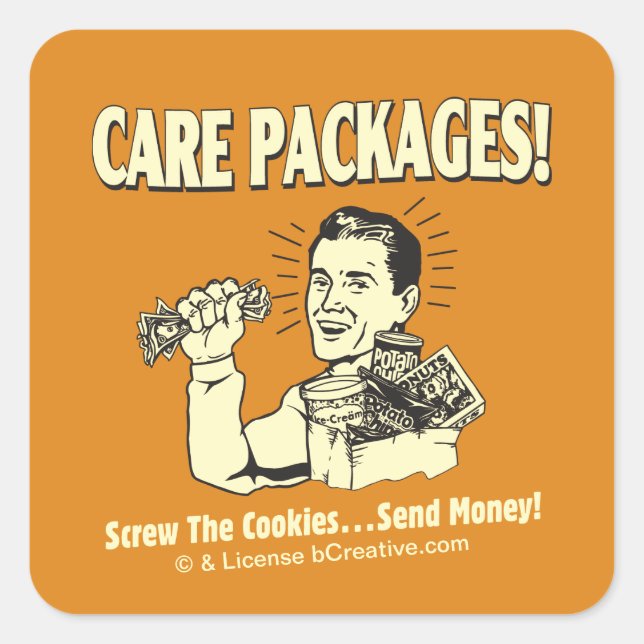 Care Packages: Screw Cookies Send $ Square Sticker (Front)