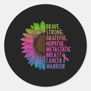 Care Warrior Metastatic Breast Cancer Ribbon Classic Round Sticker