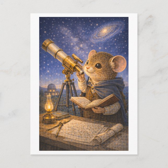 Career Mouse as Astronomer Postcard (Front)
