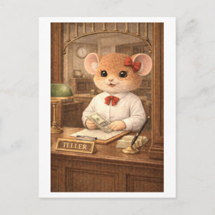 Career Mouse as Bank Teller Postcard