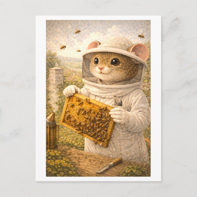 Career Mouse as Beekeeper Postcard (Front)