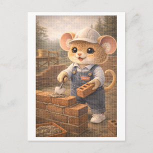 Career Mouse as Brick Layer Postcard