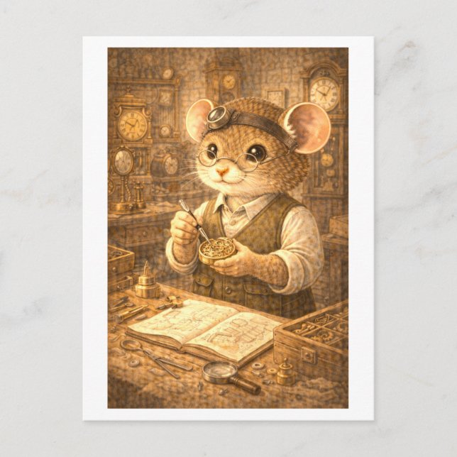Career Mouse as Clock Maker Postcard (Front)