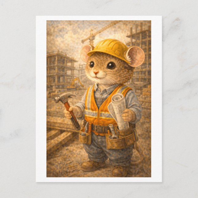 Career Mouse as Construction Worker Postcard (Front)