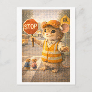 Career Mouse as Crossing Guard Postcard
