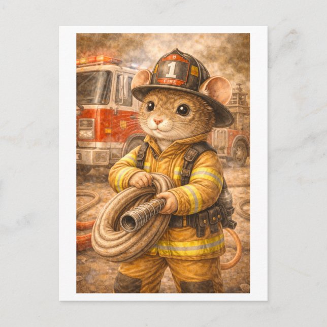 Career Mouse as Fire Fighter Postcard (Front)