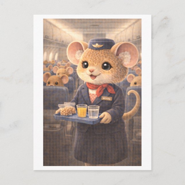 Career Mouse as Flight Attendant Postcard (Front)