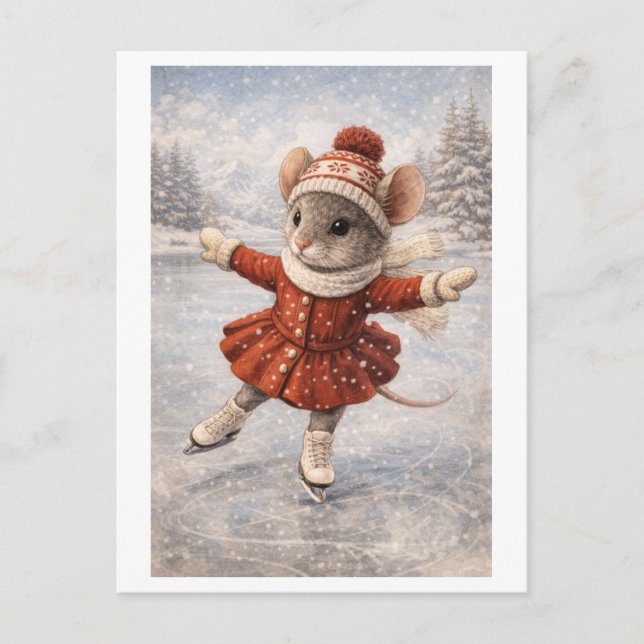 Career Mouse as Ice Skater Postcard (Front)