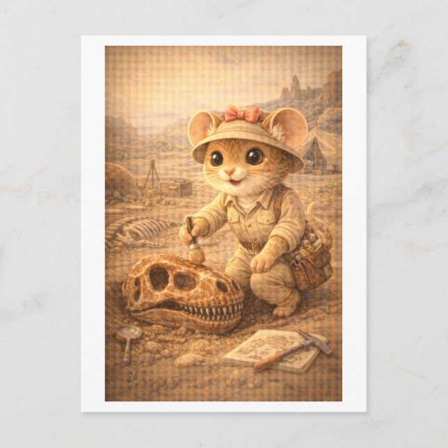 Career Mouse as Paleontologist Postcard (Front)