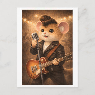 Career Mouse as Rock and Roll Singer Postcard