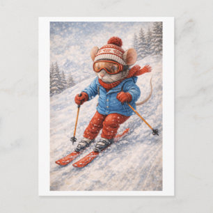 Career Mouse as Skier Postcard