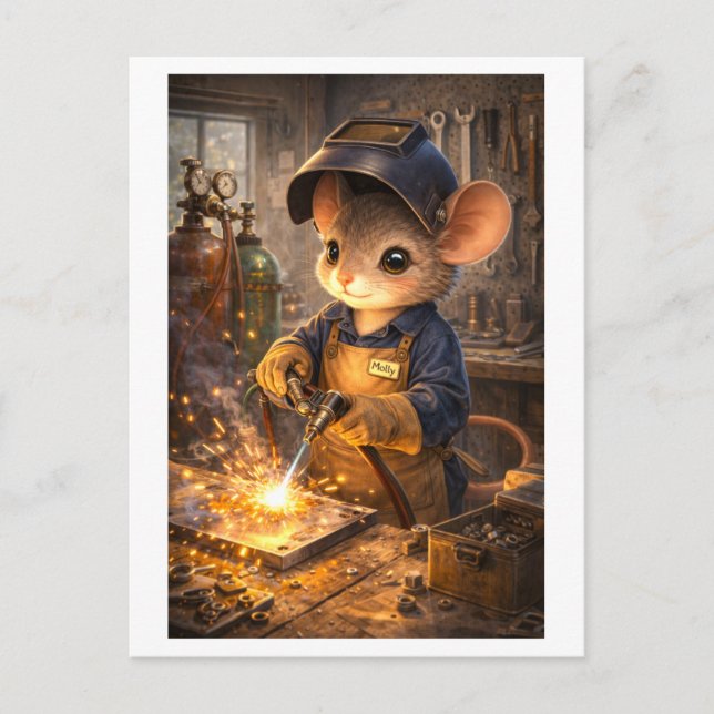Career Mouse as Welder Postcard (Front)