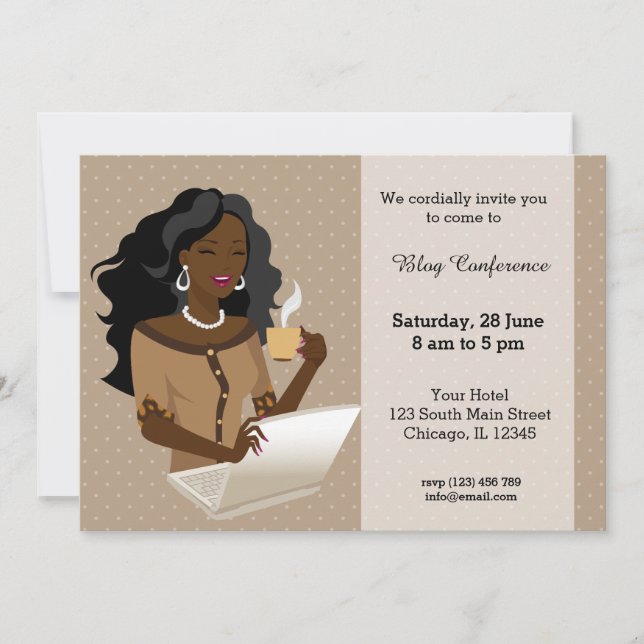 Career woman black hair invitation (Front)