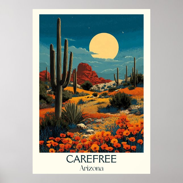 Carefree Arizona Vintage Travel Poster | Retro Des (Front)