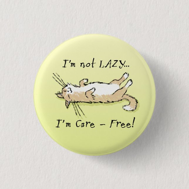 Carefree Cat 3 Cm Round Badge (Front)