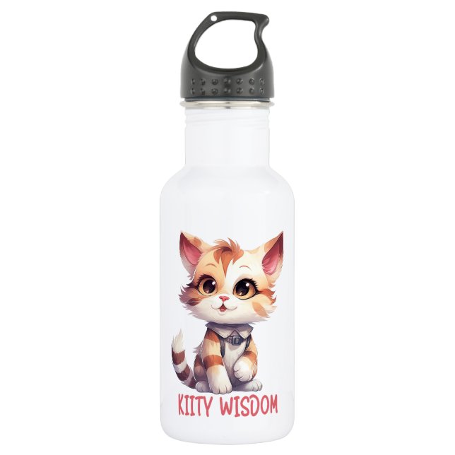 Carefree Cat Attitude – Playful Feline Design 532 Ml Water Bottle (Front)