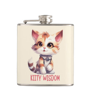 Carefree Cat Attitude – Playful Feline Design Hip Flask