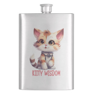 Carefree Cat Attitude – Playful Feline Design Hip Flask