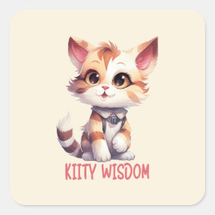 Carefree Cat Attitude – Playful Feline Design Square Sticker