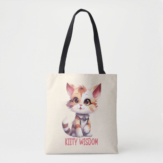 Carefree Cat Attitude – Playful Feline Design Tote Bag (Front)