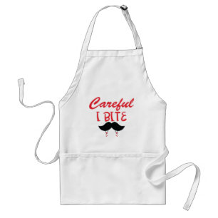 Careful I Bite – Moustache and Vampire Teeth Standard Apron