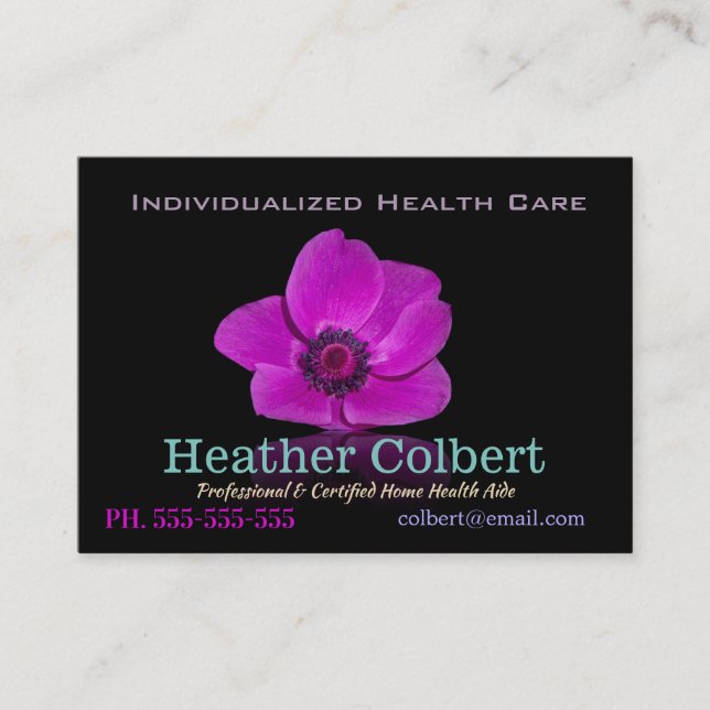 Caregiver Anome Floral Friendly Business Card (Front)