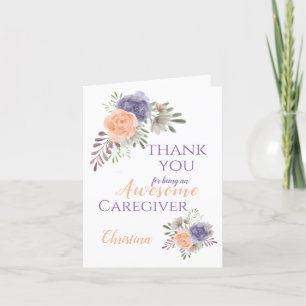 Caregiver Appreciation Floral Personalised Thank You Card