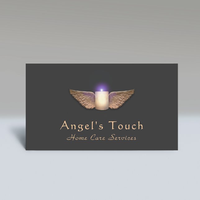  Caregiver Candle with Angel Wings Business Card (Creator Uploaded)