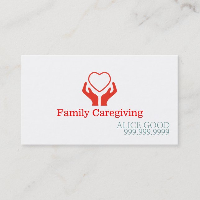 Caregiver Caregiving Nurse Nursing Health Care Business Card (Front)
