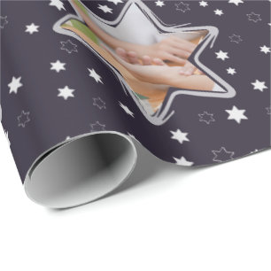 Caregiver Custom Photo Christmas Stars Wrapping Paper