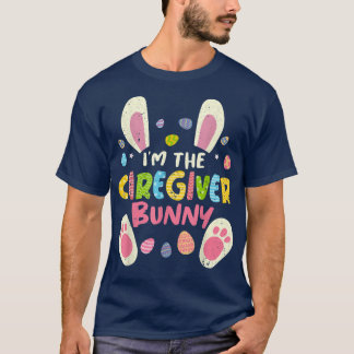 Caregiver Easter Matching Family Party Bunny Face  T-Shirt