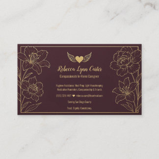Caregiver Elegant Floral Professional Services Business Card
