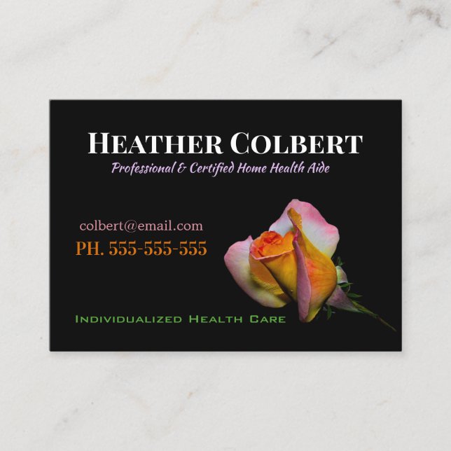 Caregiver Floral Elegant Resting Rose Business Card (Front)