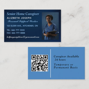 Caregiver Helpful Assistant photo QR Code Business Card