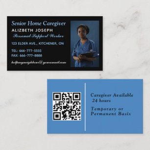 Caregiver Helpful Assistant photo QR Code Business Card