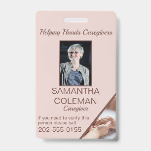 Caregiver Home Help Carer Identification ID Badge
