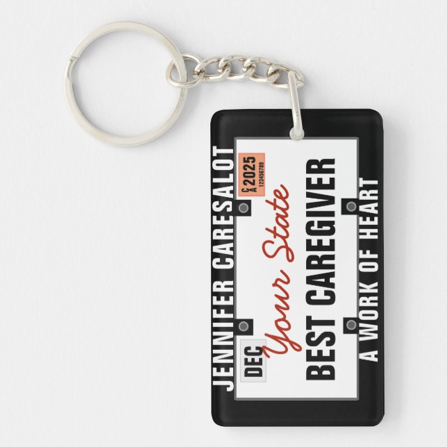 Caregiver License Plate Keychain (Front)