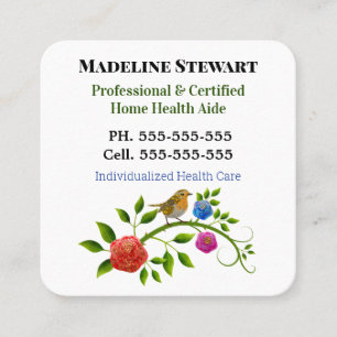 Caregiver Little Bird Helper Square Professional Square Business Card