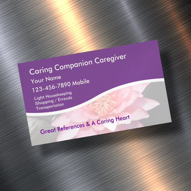 Caregiver Lotus Flower Design Magnetic Business Card (Creator Uploaded)