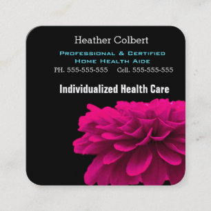 Caregiver Sophisticated Black Square Professional Square Business Card