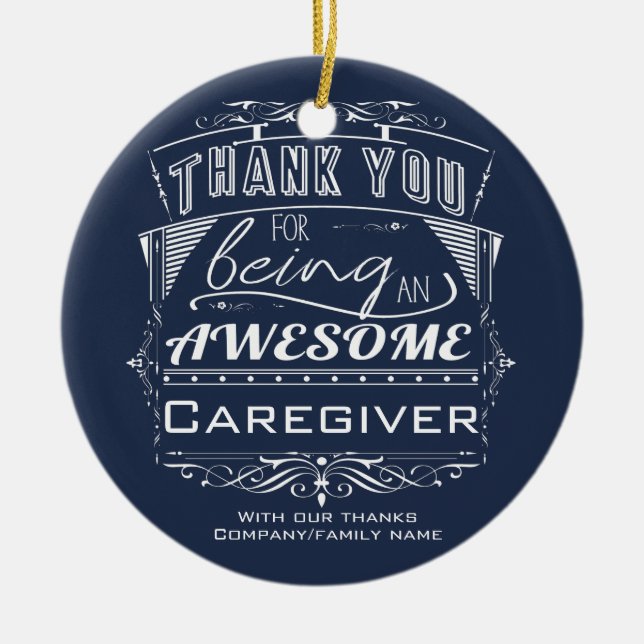 Caregiver Thank You Appreciation Ceramic Ornament (Front)