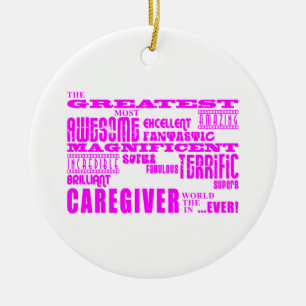 Caregivers : Pink Greatest Caregiver Ceramic Tree Decoration