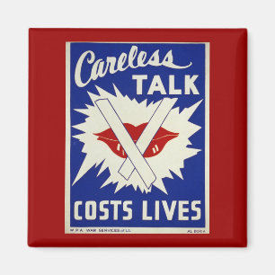 Careless Talk Vintage War Poster Magnet