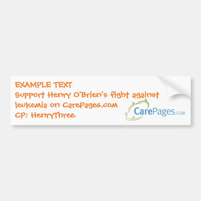 CarePages.com Custom Bumper Sticker - Customised (Front)