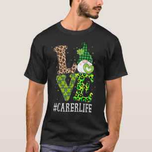 Carer Love St Patricks Day Gnome Leopard Women T-Shirt