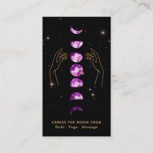 *~* Caress Moon Violet Purple Phases + Hands Star Business Card
