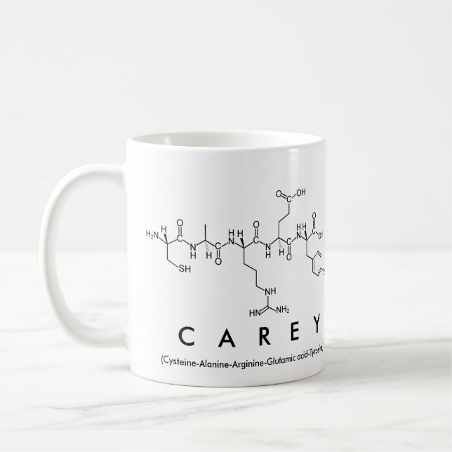 Carey peptide name mug (Left)