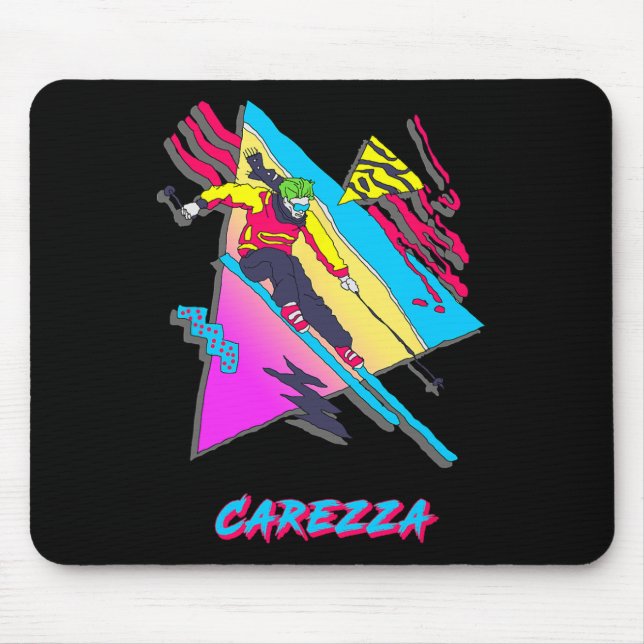 Carezza Colourful Retro Skiing Graphic Adventure  Mouse Pad (Front)