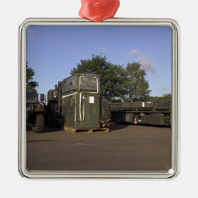 Cargo being prepared metal ornament (Front)