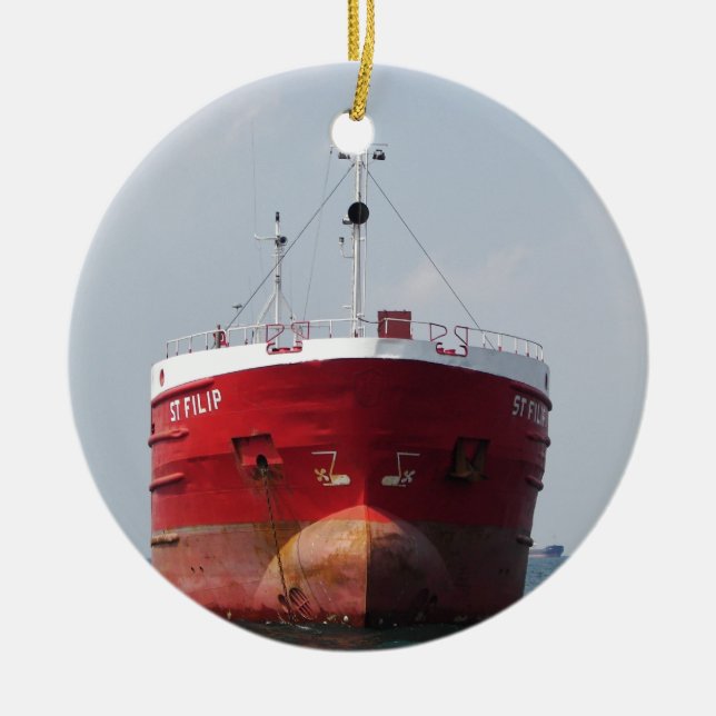 Cargo Ship St Filip Ceramic Ornament (Front)